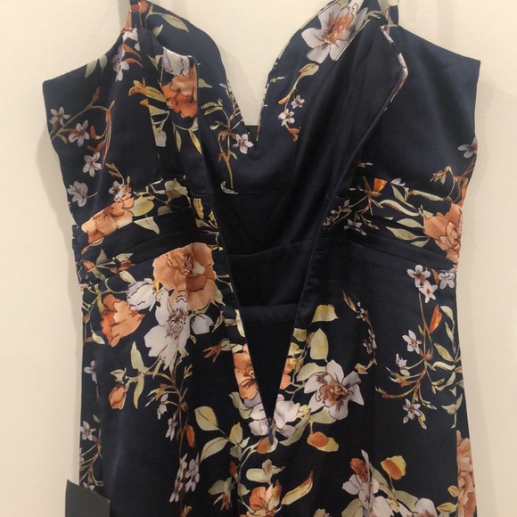 Lulu’s NWT My Favorite Day Navy Blue Floral Print Tulip Skirt Midi Dress 🌸💙 - Picture 12 of 12
